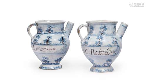 A PAIR OF NORTH ITALIAN MAIOLICA WET DRUG JARS, 18TH CENTURY