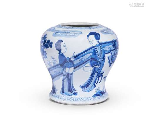 A CHINESE BLUE AND WHITE 'LADIES' VASE, KANGXI