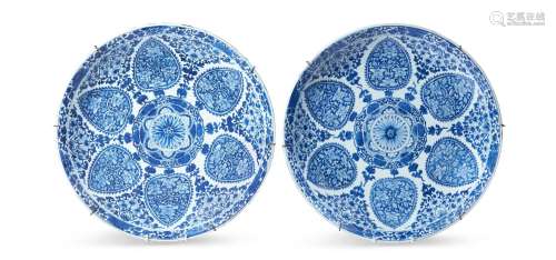 A LARGE PAIR OF BLUE AND WHITE DISHES FOR THE ISLAMIC MARKET...
