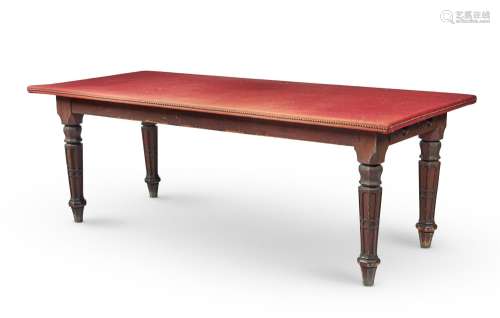 A STAINED PITCH PINE GOTHIC REVIVAL TABLE, CIRCA 1880 AND LA...