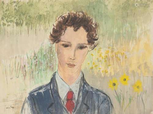 Alice Frey (1895-1981), portrait of a man in a garden settin...