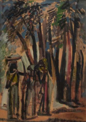 Floris Jespers (1889-1965), an African marketplace, oil on p...