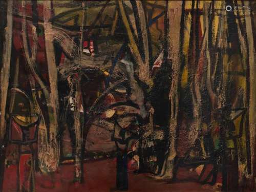 Floris Jespers (1889-1965), African landscape with figures, ...