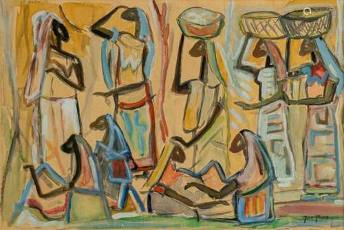 Floris Jespers (1889-1965), animated scene with African ladi...