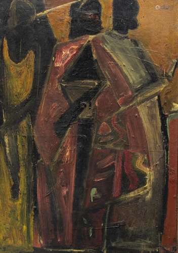 Floris Jespers (1889-1965), Three African figures, oil on ca...