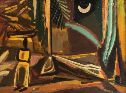 Floris Jespers (1889-1965), African Lady by moonlight,  50s,...