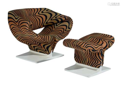 A rare Ribbon chair and ottoman by Pierre Paulin for Artifor...