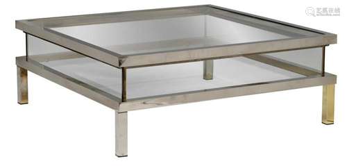 A vintage polished steel rectangular coffee table, H 41 - W ...