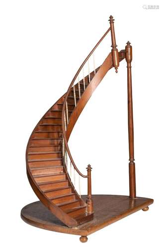 A mahogany miniature spiral staircase model, second half of ...