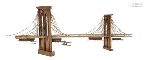 A vintage wall sculpture of the Brooklyn Bridge by Curtis Je...