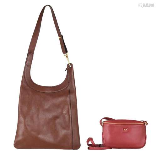 A Delvaux burgundy red leather shoulder bag and a ditto  Jon...