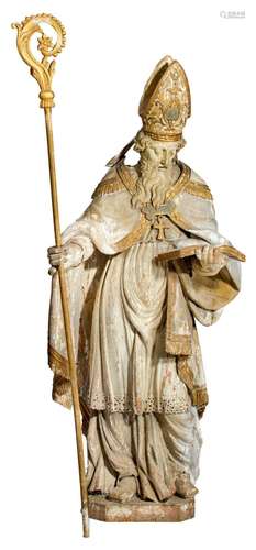 An imposing Baroque polychrome limewood and gilt sculpture o...