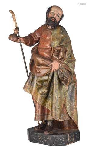 A polychrome walnut sculpture of Saint James the Great, Span...