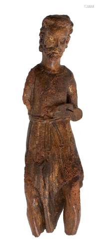 A walnut sculpture of a saint, 15thC, H 80 cm