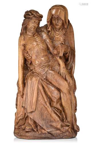 A 16thC oak sculpture of the Pieta, probably Southern Nether...