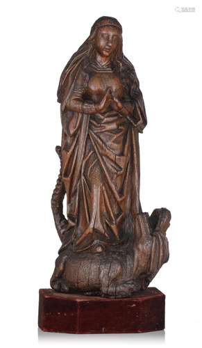 A fine oak sculpture of Saint Margaret and the dragon, 16thC...