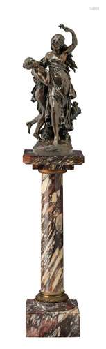 Mathurin Moreau (1822-1912), two dancing beauties, patinated...