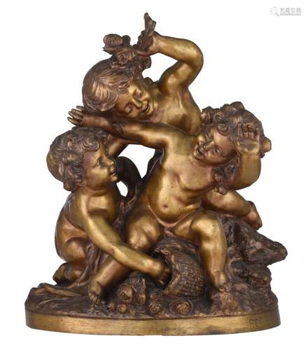 Raphaël Charles Peyre (1872-1949), playing putti, patinated ...