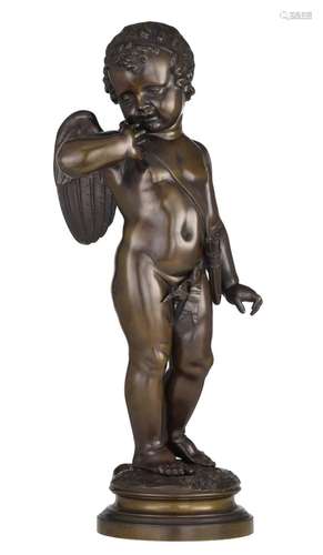 Jean-Marie Pigalle (1792-1857), Cupid, patined bronze, H 56 ...