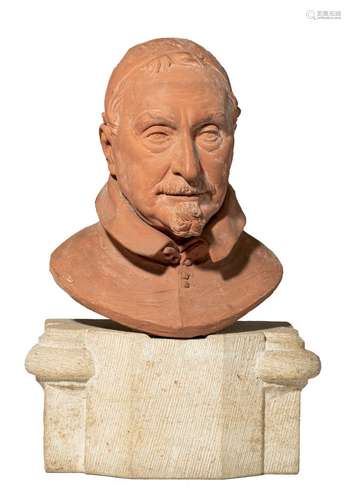 A 19thC terracotta bust of bishop Anthonius Triest (1576-165...