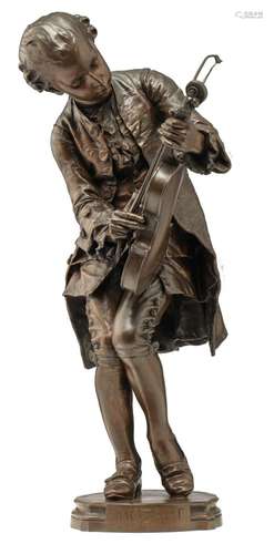 Louis Ernest Barrias (1841-1905),  Mozart , 1883, brown pati...