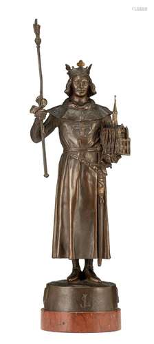 Emmanuel Frémiet (1824-1910), Saint Louis, patinated bronze,...