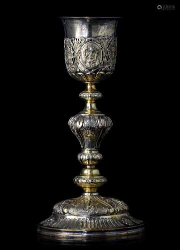 A Neoclassical fine gilt silver chalice, hallmarked Strasbou...