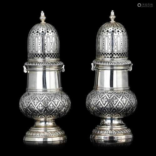 A pair of exceptional Neoclassical Amsterdam silver casters,...