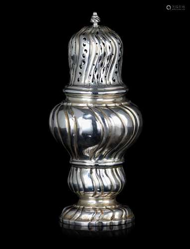 A German Rococo silver caster, hallmarked Nuremberg, mid 18t...