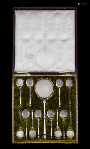 A 12-piece silver set of apostle spoons, Wolfers frères, 800...