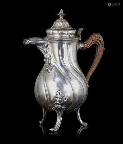 A late 18thC silver coffee pot, Leuven hallmarks, maker s ma...