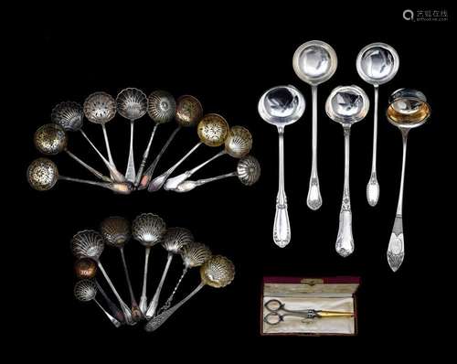 A various collection of silver serving cutlery of various or...