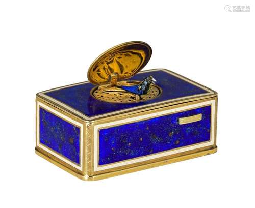 A charming singing bird box by Emile Brenk with  gold dusted...