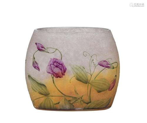 An Art Nouveau  Daum Nancy  cameo glass vase with floral dec...