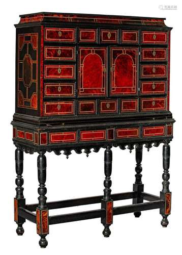 A 17thC Antwerp cabinet-on-stand, H 176 cm - W 127 - D 46 cm