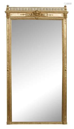 A large Neoclassical giltwood trumeau mirror, H 242 - W 120 ...