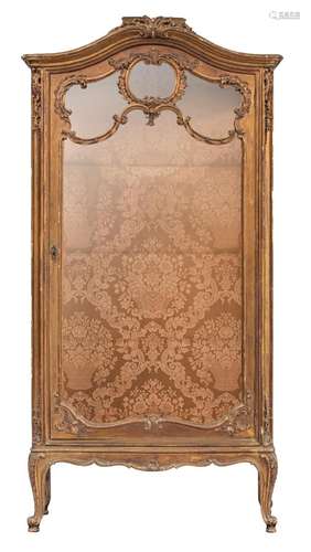 A Rococo style carved giltwood display cabinet, H 202 - W 95...