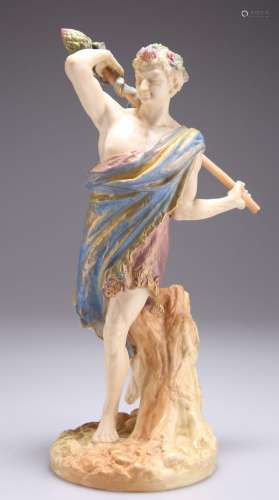 A ROYAL WORCESTER FIGURE OF A SATYR, MODELLED BY JAMES HADLE...