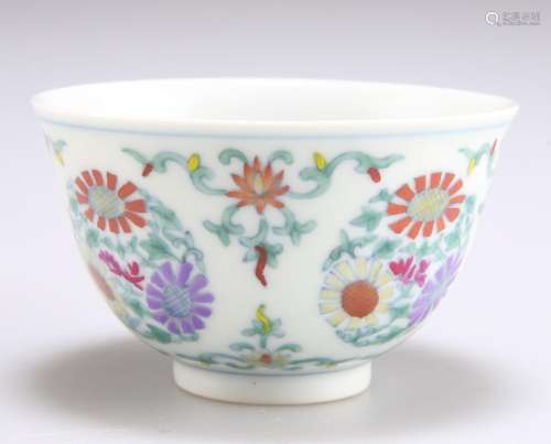 A CHINESE DOUCAI TEA BOWL