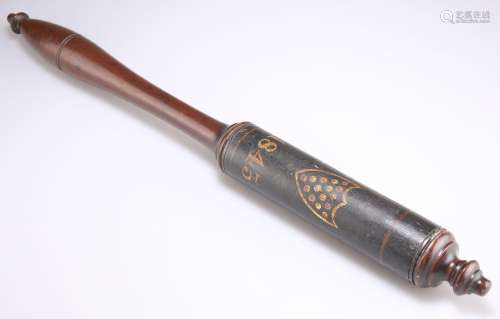 A VICTORIAN TURNED AND PAINTED POLICE TRUNCHEON