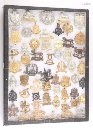 ASSORTED CAP BADGES AND SHOULDER TITLES