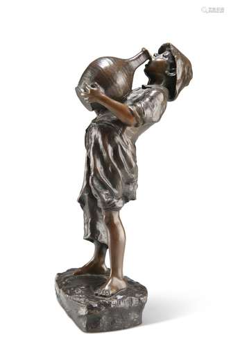 FULBORN, 'SU-SU', A BRONZE FIGURE OF A YOUNG BOY TIPPLING, C...