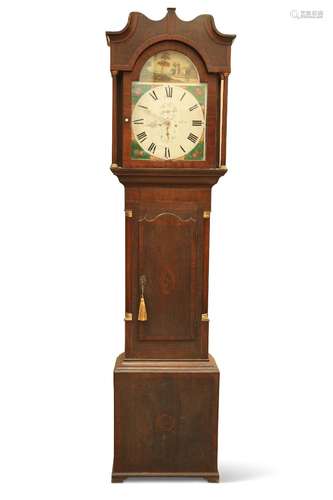 A 19TH CENTURY MAHOGANY AND OAK 30-HOUR LONGCASE CLOCK, SIGN...