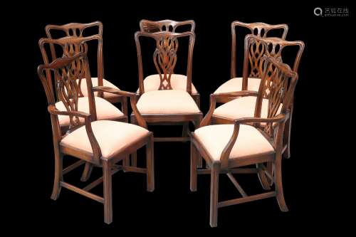 A SET OF EIGHT GEORGE III STYLE MAHOGANY DINING CHAIRS