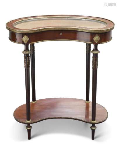 A LOUIS XV STYLE BRASS-MOUNTED MAHOGANY BIJOUTERIE TABLE, 19...