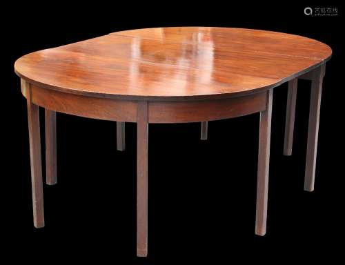 A GEORGE III MAHOGANY D-END DINING TABLE