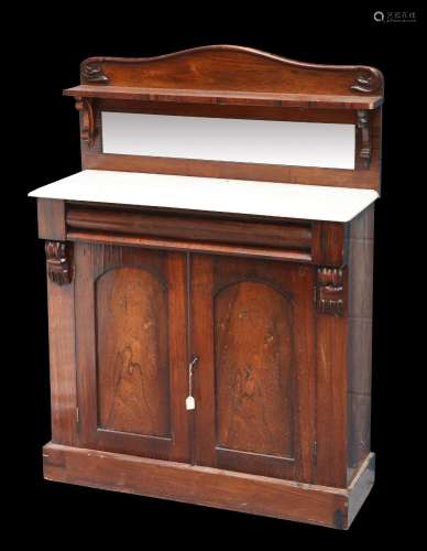 A VICTORIAN MARBLE-TOPPED ROSEWOOD CHIFFONIER