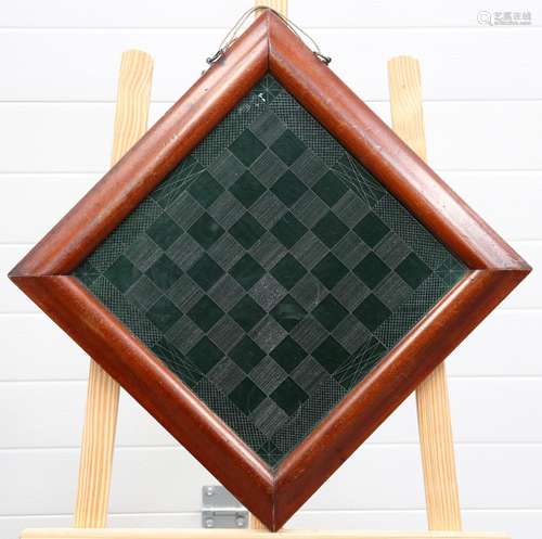 AN ETCHED GLASS CHESS / DRAUGHTS BOARD