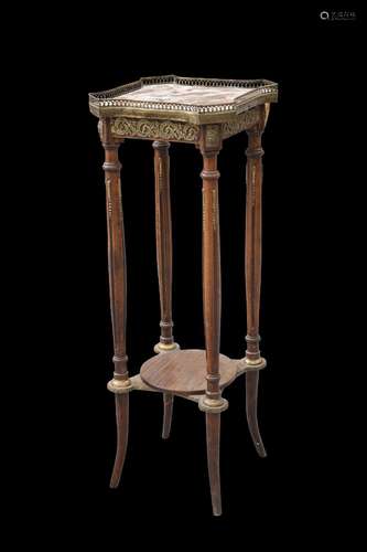 A FRENCH GILT-METAL MOUNTED AND MARBLE-TOPPED PLANTSTAND