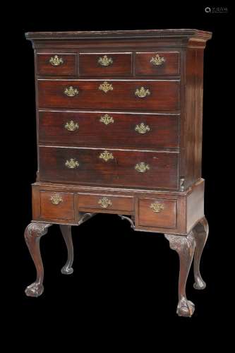 A GEORGE III MAHOGANY CHEST ON STAND